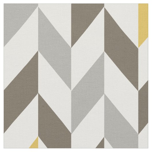 Yellow & Gray Chevron Pattern ファブリック (クローズアップ)