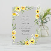 Yellow Gray Sophisticated Botanical Wedding 招待状 (スタンド正面)