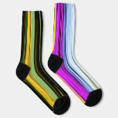 Yellow Green Blue Purple Black Vertical Stripes ソックス (右)