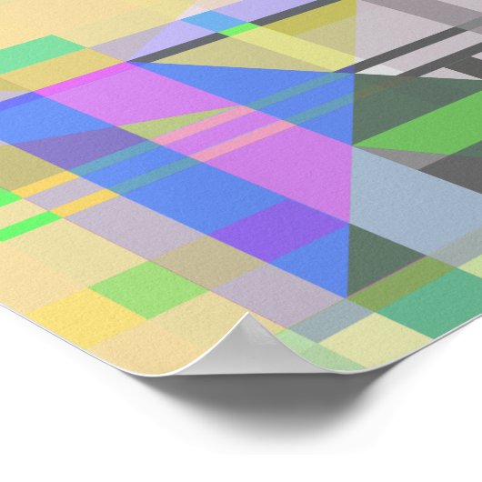 Yellow Green Blue Purple Geometric ポスター (角)
