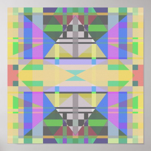 Yellow Green Blue Purple Geometric ポスター (正面)