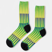 Yellow Green Blue Striped Pattern ソックス (左)