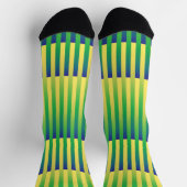 Yellow Green Blue Striped Pattern ソックス (上部)