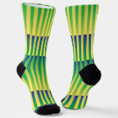 Yellow Green Blue Striped Pattern ソックス (傾斜あり)