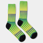 Yellow Green Blue Striped Pattern ソックス (右)
