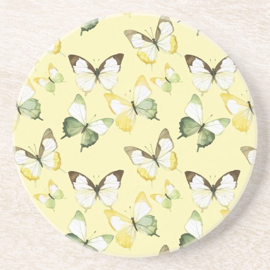 Yellow Green Butterflies コースター (正面)