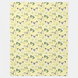 Yellow Green Butterflies Birthday フリースブランケット