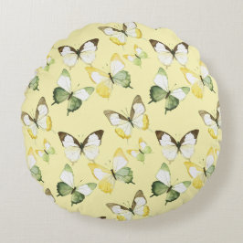Yellow Green Butterflies Birthday ラウンドクッション