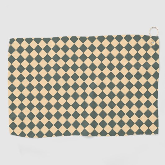 Yellow Green Checker Diamond Pattern ゴルフタオル (横)