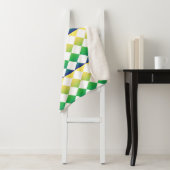 Yellow Green Checker Diamond Pattern シェルパブランケット (インサイチュ)