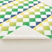 Yellow Green Checker Diamond Pattern シェルパブランケット (3/4)
