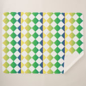 Yellow Green Checker Diamond Pattern シェルパブランケット (正面(横))