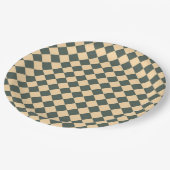 Yellow Green Checker Diamond Pattern ペーパープレート (アングル)