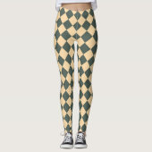 Yellow Green Checker Diamond Pattern レギンス (正面)