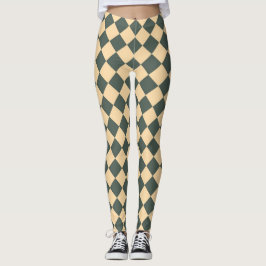 Yellow Green Checker Diamond Pattern レギンス