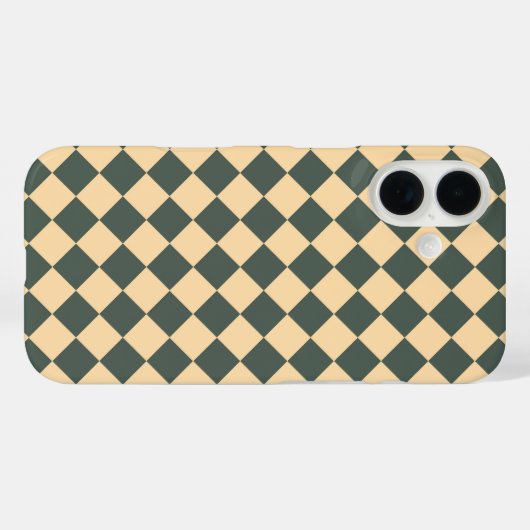 Yellow Green Checker Diamond Pattern Case-Mate iPhoneケース (裏面 (横))