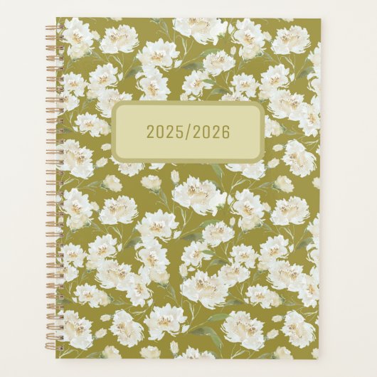 Yellow Green Cream Floral Planner プランナー手帳 (正面)