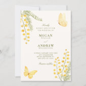 Yellow green floral wedding 招待状 (正面)