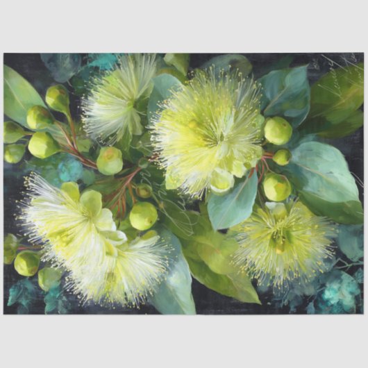 Yellow Green Flowering Gumnut Decoupage 薄葉紙 (正面)