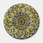 Yellow Green Hand Drawn Mandala Design マグネット (正面)