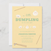 Yellow Green Kawaii Bao Dumpling Baby Shower  招待状 (正面)