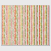 Yellow Green Pink Orange Stripes Birthday ラッピングペーパー (フラット)