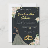 Yellow & Green Vintage Wedding Invitation 招待状 (正面)