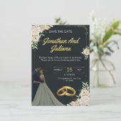 Yellow & Green Vintage Wedding Invitation 招待状 (スタンド正面)