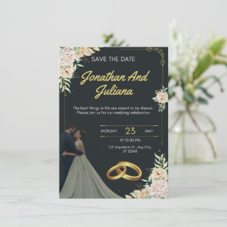Yellow & Green Vintage Wedding Invitation 招待状