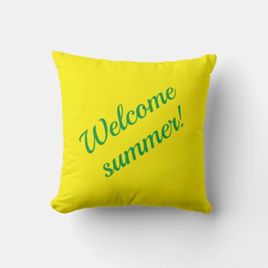 Yellow & green, Welcome summer!  Throw Pillow クッション (正面)