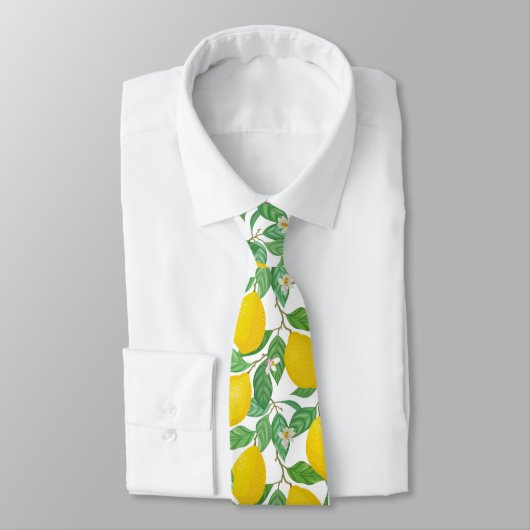 Yellow Green White Lemon Pattern ネクタイ (タイ)