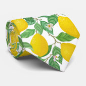 Yellow Green White Lemon Pattern ネクタイ (ロール)