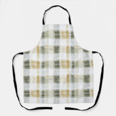 Yellow Green White Plaid Stripes エプロン (正面)