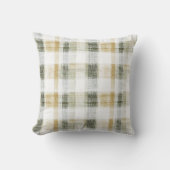 Yellow Green White Plaid Stripes クッション (正面)