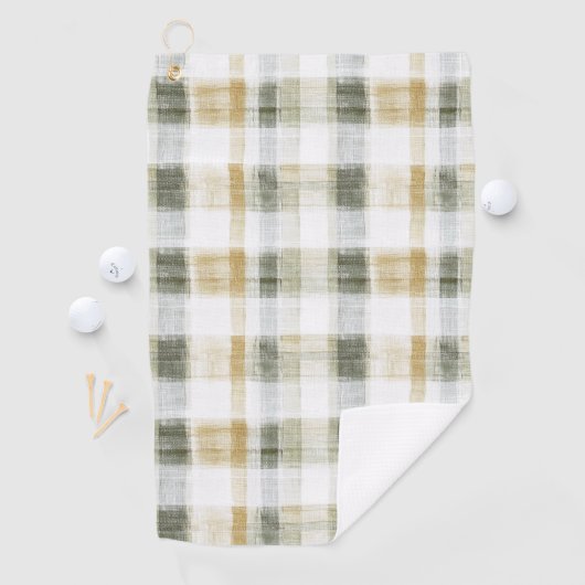 Yellow Green White Plaid Stripes ゴルフタオル (インサイチュ)