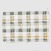 Yellow Green White Plaid Stripes ゴルフタオル (横)