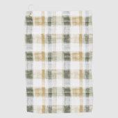 Yellow Green White Plaid Stripes ゴルフタオル (正面)