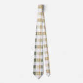Yellow Green White Plaid Stripes ネクタイ (正面)