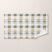 Yellow Green White Plaid Stripes バスタオルセット (ハンドタオル)