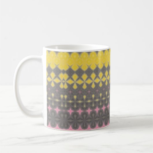Yellow Grey and Pink Abstract コーヒーマグカップ (左)