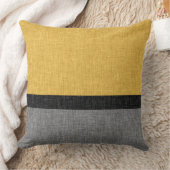 Yellow Grey Black Simple Stripe Crosshatch クッション (ブランケット)