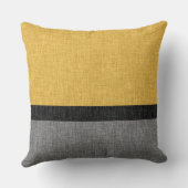 Yellow Grey Black Simple Stripe Crosshatch クッション (裏面)