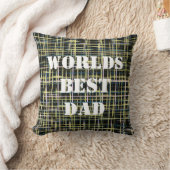 Yellow Grid Lines Art Pattern Worlds Best クッション (ブランケット)