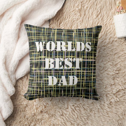 Yellow Grid Lines Art Pattern Worlds Best クッション (ブランケット)