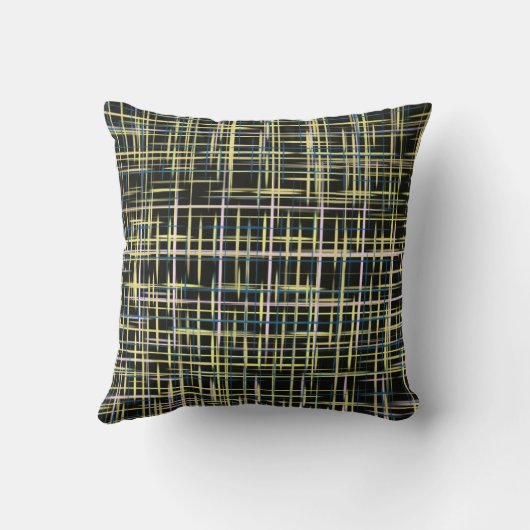 Yellow Grid Lines Art Pattern Worlds Best クッション (裏面)