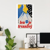 Yellow Hand Holding Blue Lightning Czechoslovakia ポスター (ホームオフィス)