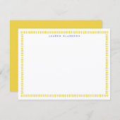 Yellow Hand Painted Striped Frame Note Card 招待状 (正面/裏面)