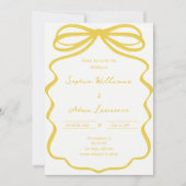 Yellow Hand Written Pinstripes Whimsical Wedding 招待状 (正面)