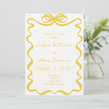 Yellow Hand Written Pinstripes Whimsical Wedding