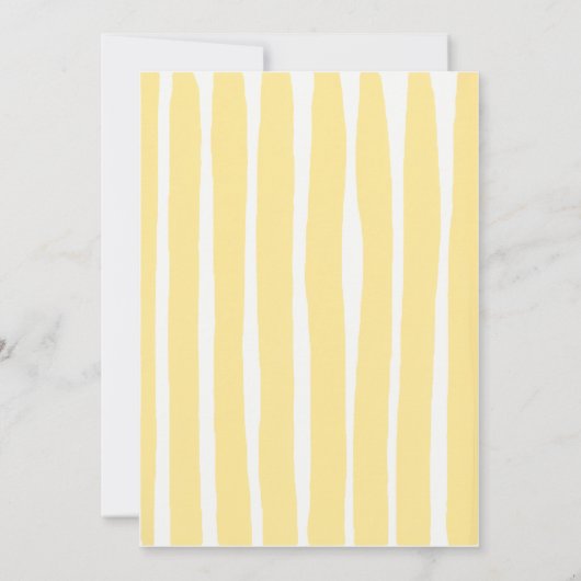 Yellow Hand Written Pinstripes Whimsical Wedding 招待状 (裏面)